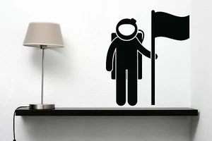 Vinyl Wall Decal Astronaut Space Suit Flag Scientist Astrologer Job (n1410) - Picture 1 of 3