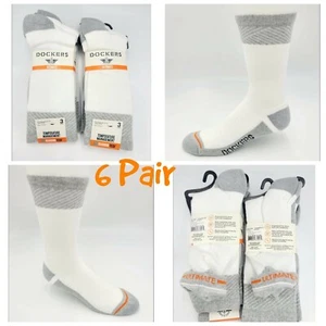 Crew Socks DOCKERS Ultimate Mens 6 Pairs Temperature Management White Size 6-12 - Picture 1 of 11