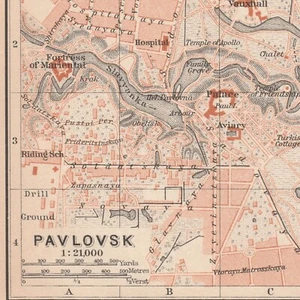 Pavlovsk  Original map  Павловск  1914 ORIGINAL Map City  RUSSIA St. Petersburg - Picture 1 of 10