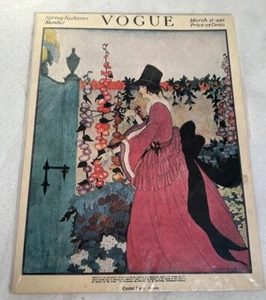 Vintage Vogue Magazine Mar 1918 Cover Litho Art Print Somerset Press Conde Nast - Picture 1 of 3