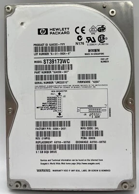 SEAGATE ST39173WC 9.1G 80PIN/SCA/HOTSWAP SCSI 7200RPM 3.5 inch  hard disk - Image 1 of 2