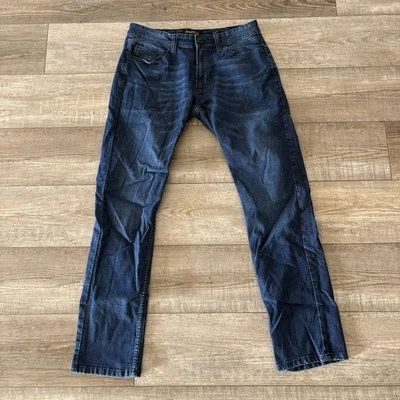 Kenneth Cole NY Slim Fit Blue Jeans Mens 32x30 Dark Wash Whisker Stretch Preppy - Image 1 of 4