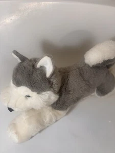 28 Zoll Aurora Plüsch Husky Wolf Hund liegend blaue Augen Rarität Stofftier - Bild 1 von 17