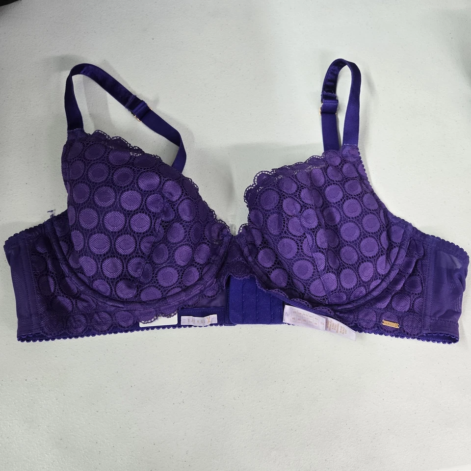 Savage X Fenty Women Bra 44D Purple Geometric Underwired Lace Logo - Image 1 of 4