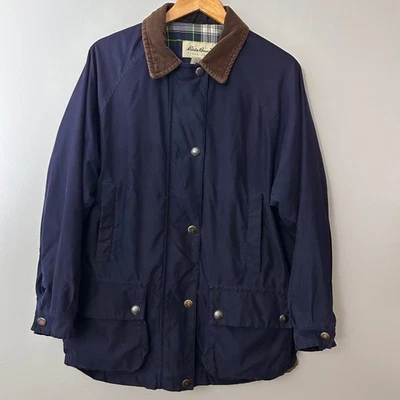 Eddie Bauer Womens L Navy Jacket Chore Coat Corduroy Collar Flannel Lined VTG - Image 1 of 4