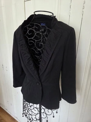 Blazer Casa Blanca Mercado Negro Talla 6 Negro Borde con Volantes Carrera Preppy Clásico Foto 1 de 4