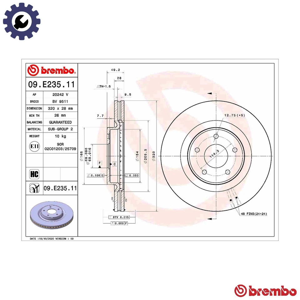 2x BRAKE DISC 09.E235.11 FOR INFINITI NISSAN VQ35DE 3.5L 6cyl JX SUV 3.5L 6cyl - Image 1 of 4