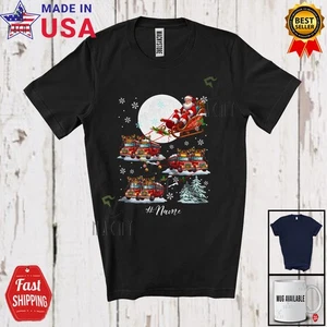 Custom Name Santa Sleigh School Bus Reindeer; Joyful Christmas Moon Driver Shirt - Picture 1 of 7