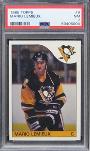 1985 Topps Mario Lemieux HOF ROOKIE RC #9 PSA 7 NM - Picture 1 of 2