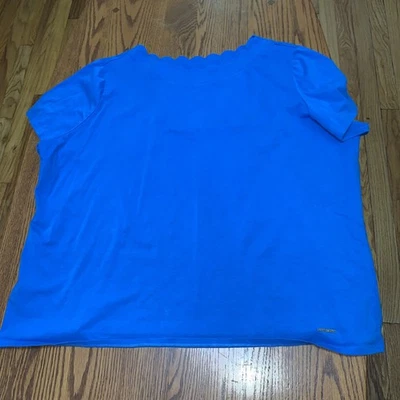 Anne Klein Women's Blue Scalloped Neck Knit Top Size 3X - Image 1 of 4