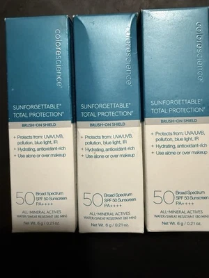 3 Pack Colorescience Sunforgettable Brush-On Shield SPF 50 Fair 6g New - Image 1 of 3