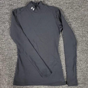 Under Armour Compression Shirt Women Medium Black Nylon Stretch Gym Workout Base - Picture 1 of 10