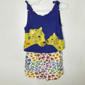 Mini Boden Colorful Leopard Romper Sleeveless Summer Safari Girls 6-7 Year - Picture 1 of 13