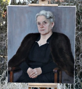 ADOLF PESCHEK (1884-1933) - portrait of a sitting woman, oil on canvas painting - Picture 1 of 6