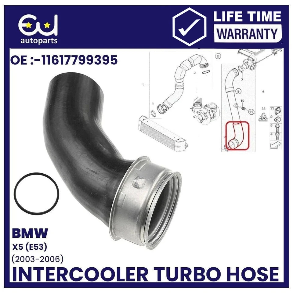 INTERCOOLER PIPE TURBO HOSE FOR BMW E53 X5 3.0D 2003-06 11617799395 11617790094 - Image 1 of 4