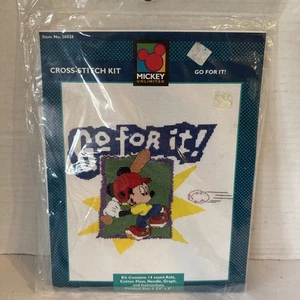 DISNEY Counted Cross Stitch Kit - MICKEY UNLIMITED GO FOR IT! -  6.75" x 8" - Picture 1 of 3