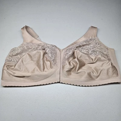 Sujetador Glamorise Mujer 48G Beige Cobertura Completa Inalámbrico Encaje Malla Correa Ancha Foto 1 de 4