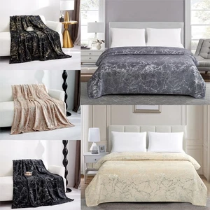 Large Faux Fur Warm Fleece Throw Over Soft Sofa Bed Blanket Double & King - Picture 1 of 8