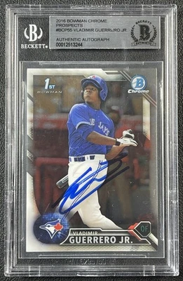 VLADIMIR GUERRERO JR. BGS AUTÉNTICO 2016 BOWMAN #BCP55 CROMO PROSPECTO AUTÓGRAFO AUTOMÁTICO Foto 1 de 2