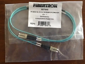NEW Fibertron Multimode Fiber Cable FPC MM 50 10G 2F LC LC 1m Ceramic 2.0mm Aqua - Picture 1 of 1