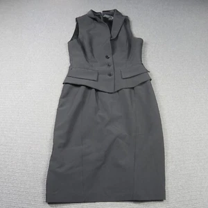 Cue Womens Pencil Dress 14(AU) or Large Black Peplum Blazer Vest Sheath Formal - Picture 1 of 10