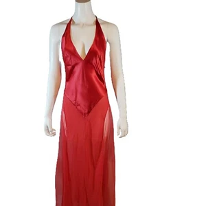 Victoria's Secret Silk Satin Long Nightgown Slip Large Red Dress - Picture 1 of 4