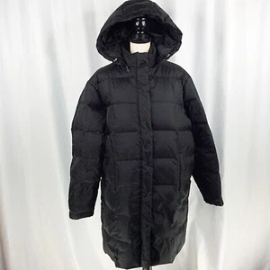 Pacific Trail Womens XL Down Trench Coat Jacket Quilted Hooded Black Parka - Picture 1 of 8