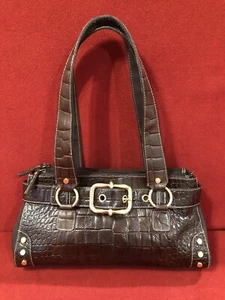 Franco Sarto Brown Leather Alligator Print Shoulder Bag - Picture 1 of 16