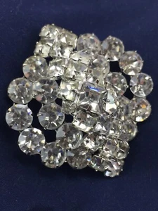 Stunning Vintage Silver Tone Large Clear Rhinestone Sparkly Pin Brooch - Picture 1 of 7