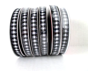 NEW (6) Celebrate it Rolls Ribbon White Black Buffalo Plaid 3/8" X 10 yard - Picture 1 of 5