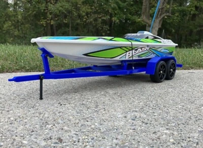 3D Printed 1/10 Scale Blue RC Boat Trailer (fits Traxxas Blast) - Image 1 of 4