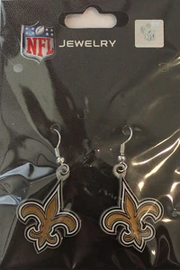 New Orleans Saints Dangle Earrings Licensed NFL Sunday Football Game Jewelry - Picture 1 of 1