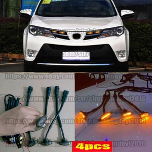 4pcs Black Front Grille LED Amber Light Raptor Style For Toyota RAV4 2013-2015 - Picture 1 of 10