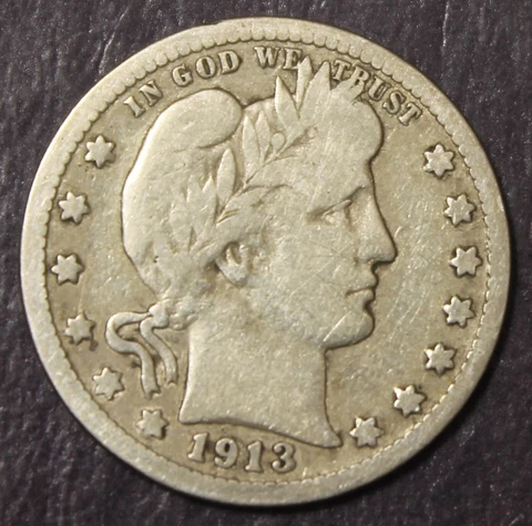 1913 Barber Quarter VG Cleaned......................Lot 160 Cover