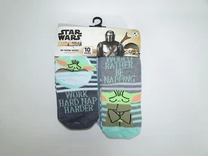 Boys Star Wars Mandalorian 10 Pair Gray No Show Socks Sz 4-10 NEW - Picture 1 of 5
