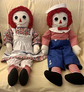 Vintage Raggedy Ann & Andy Large Homemade Clean Dolls. - Picture 1 of 6