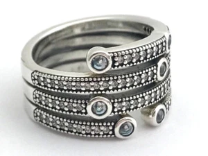 Authentic PANDORA Shimmering Ocean Ring, Frosty Mint, Sz 5, 191002CZF-50 New - Picture 1 of 2