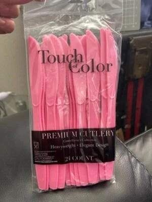 Candy Pink Premium Cutlery Plastic Knives 24ct. Party Supply New!!! - Image 1 of 2