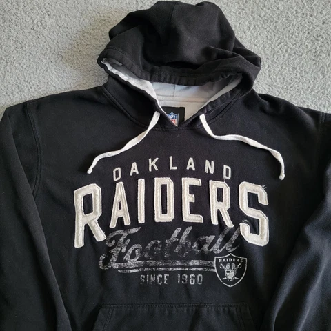 NFL Oakland Raiders Football Long Sleeve Hoodie Sweater Mens Large Black Cover
