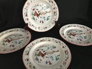 Farberware White Christmas Holiday (4) 7-1/2” Dessert/Salad Plates - Picture 1 of 6
