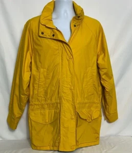 Nautica Women's Size Large Yellow Raincoat Hooded Zip and Snap Front Lined Coat - Picture 1 of 16
