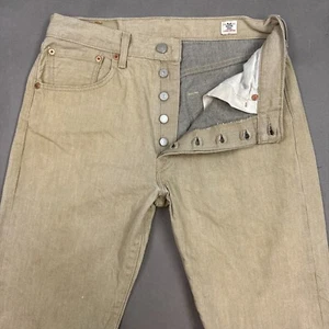 Levis 501 Jeans Mens 32x32 Brown White Oak Cone Denim Pants Workwear Button Fly - Picture 1 of 22