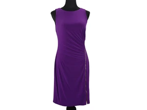 American Living Dress Purple Ruched Slip On Midi Dress Round Neck  Size 8 NWT - Picture 1 of 7
