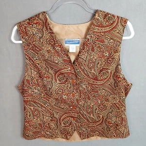 Vintage Pendleton Women's Paisley Button Up Vest Size 8 Petite Lined Adj. Back - Picture 1 of 10