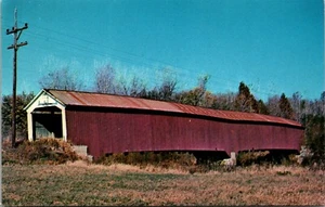 Postcard Parke County Indiana Jeffries Ford Covered Bridge Big Raccoon Creek - Picture 1 of 2
