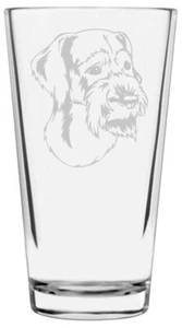German Wirehaired Pointer Dog Themed Etched All Purpose 16oz Pint Glass - Picture 1 of 1