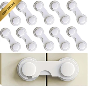 Baby Safety Cabinet Locks 10 Pack Child Proof Adhesive No Drill Multi-Use - Picture 1 of 12