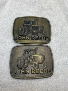Vintage 1977 John Deere Tractor Brass Limited Belt Buckle Lot Of 2 Advertising - Bild 1 von 5
