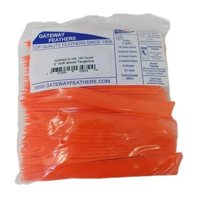 100 Pack Gateway Feathers 5" Right Wing: Shield Tangerine Orange 500RSSTG-100 - Image 1 of 4