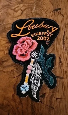 2002 Leesburg Bike Fest Embroidered 5.5×3.5"Patch Florida Collectible Pink Rose - Image 1 of 3